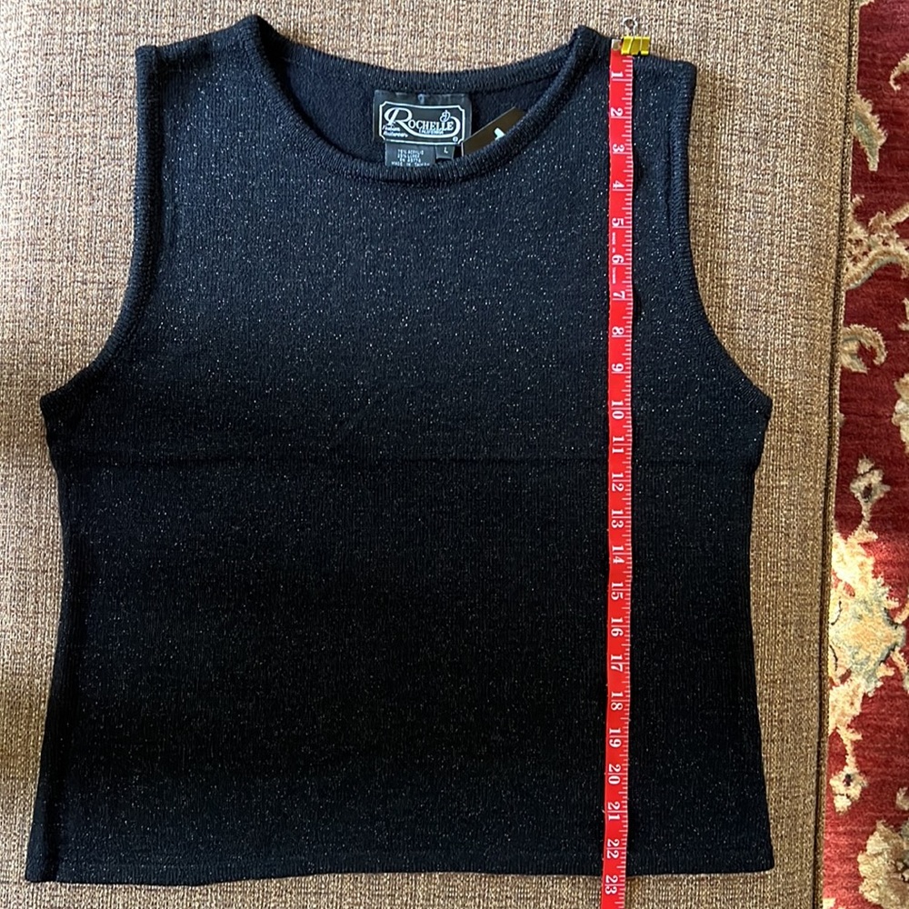 Black Knit Silver Lurex Sleeveless Top - Picture 3 of 9